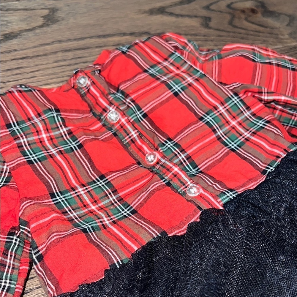 Andy & Evan Red Plaid Dress with Black Tulle Skirt 12-18 months baby sale - Picture 10 of 10